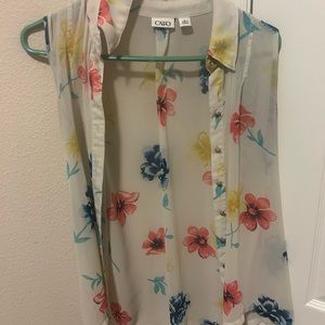 Sleeveless button up tank
